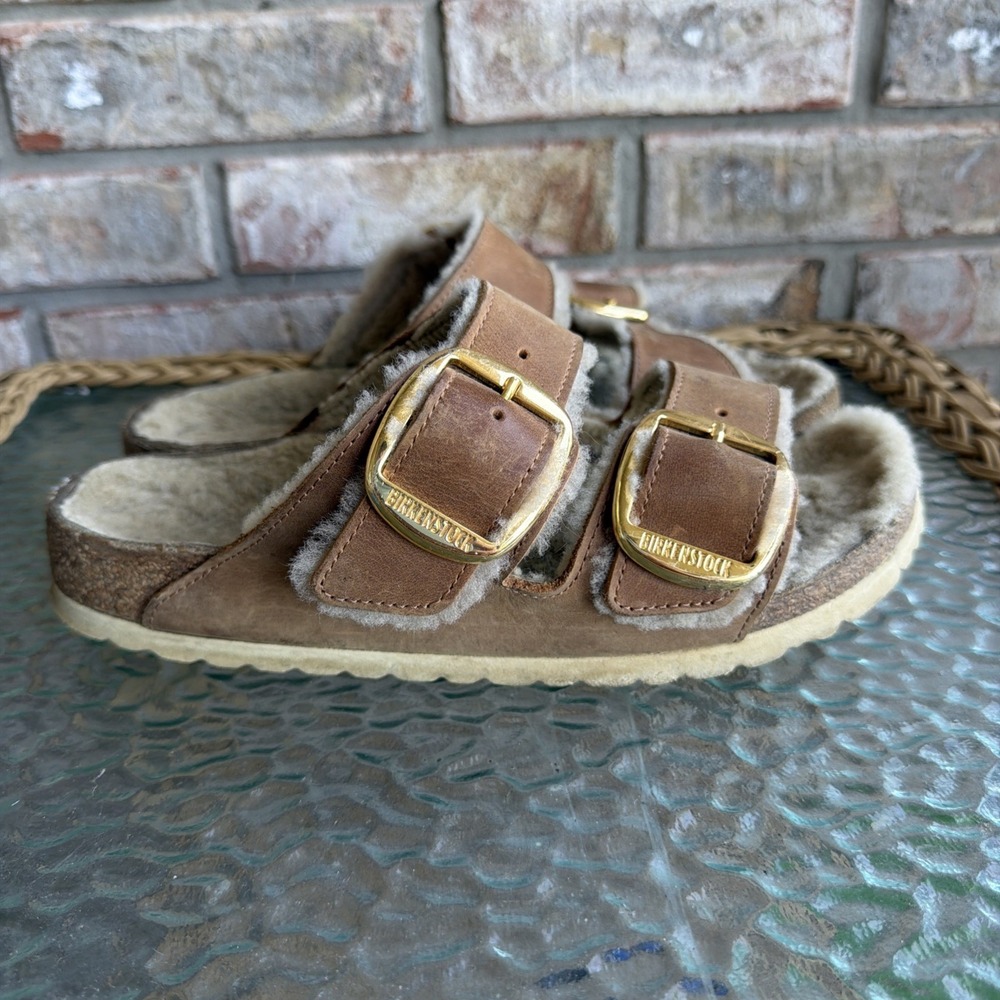 Birkenstock Arizona Shearling Unisex Sandals Size 39 Slip On Fuzzy